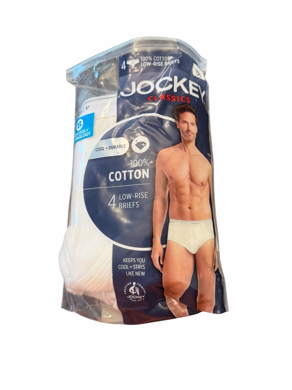 JOCKEY Men's Classic Low-Rise‎ Briefs Underwear 4 Pair Size 38 NEW White Cool
